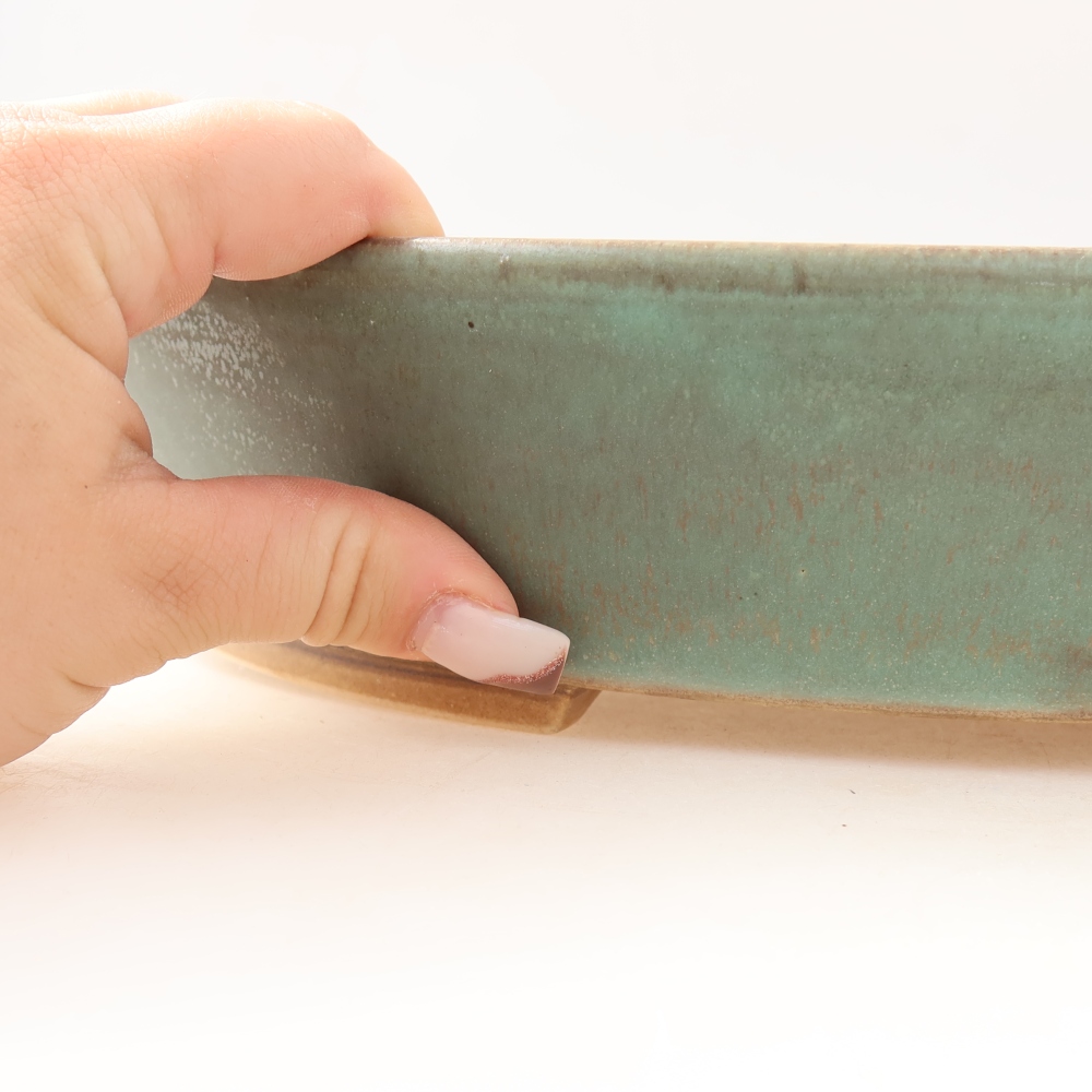 Vaso da bonsai in ceramica 32 x 27,5 x 6,5 cm, colore verde