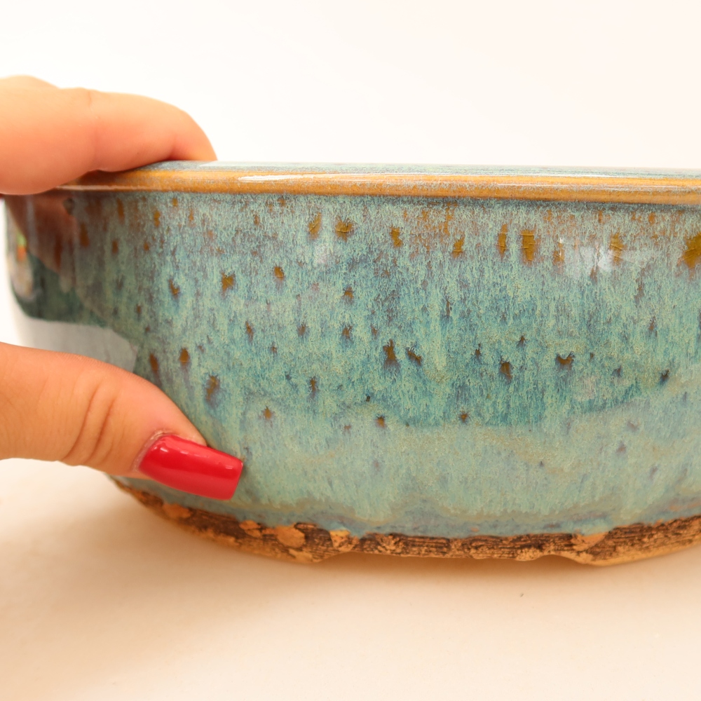 Vaso da bonsai in ceramica 24 x 24 x 8,5 cm, colore verde