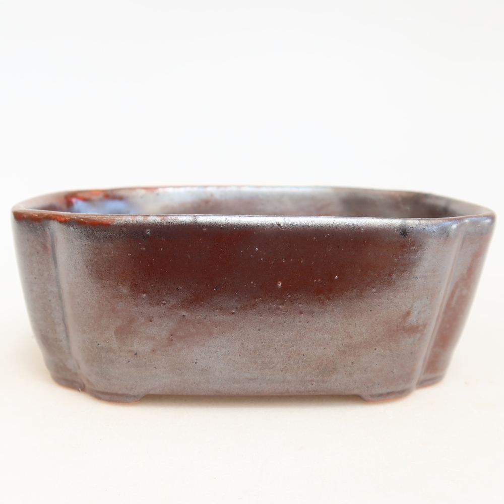 Vaso da bonsai in ceramica 12,5 x 10 x 4,5 cm, colore metallizzato