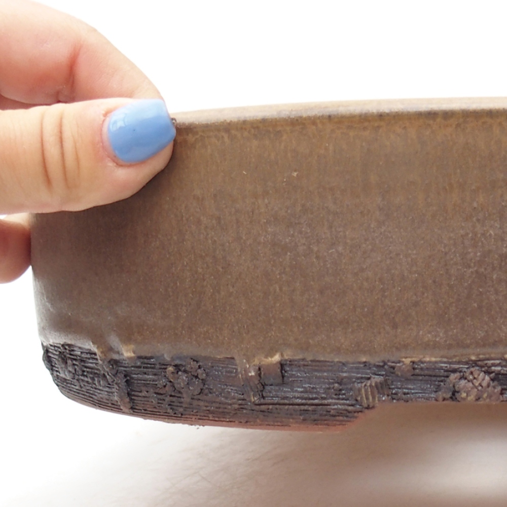 Ciotola per bonsai in ceramica 24,5 x 24,5 x 6 cm, marrone
