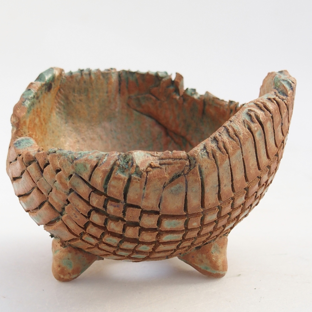 Conchiglia in ceramica 10 x 9,5 x 7,5 cm , colore marrone-verde