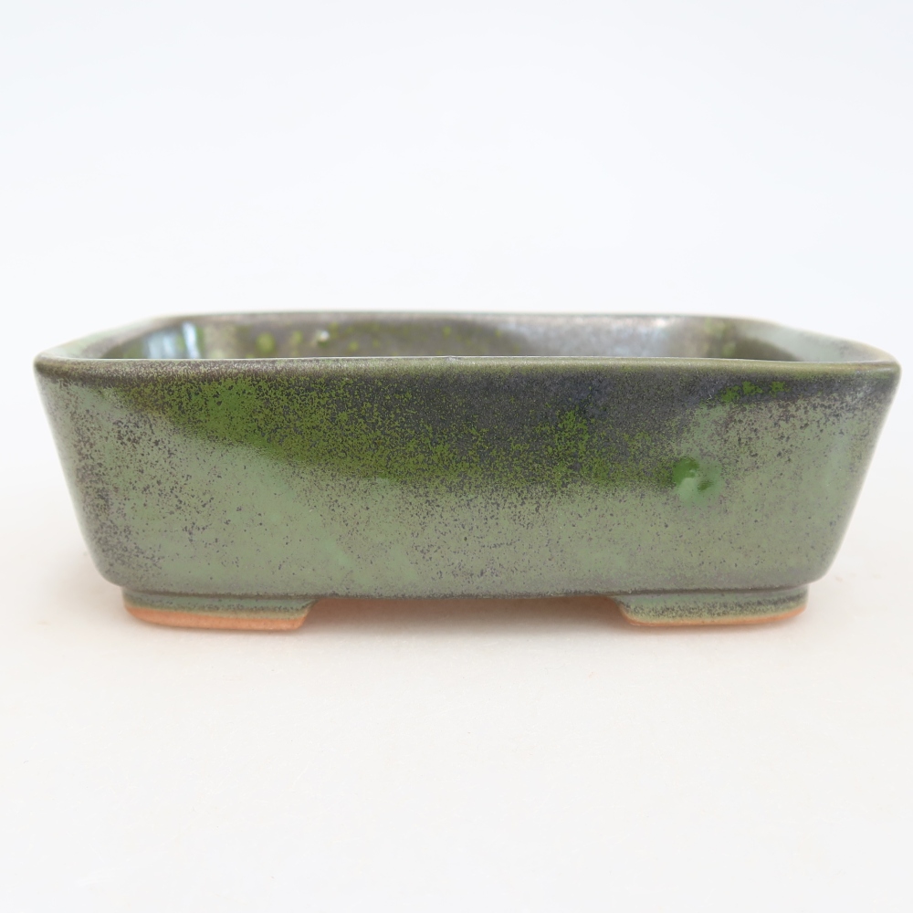Vaso da bonsai in ceramica 12,5 x 9,5 x 4 cm, colore verde