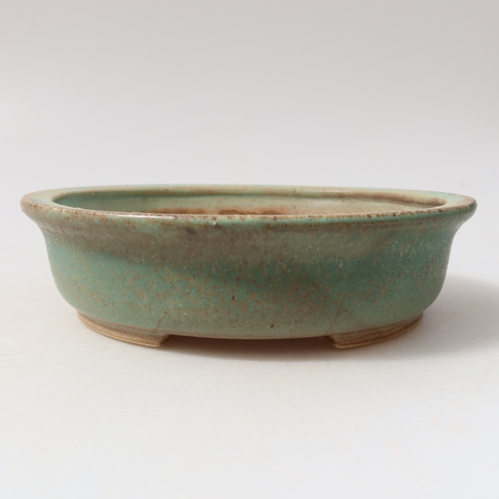 Vaso da bonsai in ceramica 15,5 x 14,5 x 4 cm, colore verde