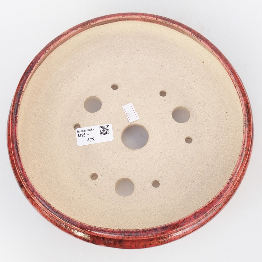 Ciotola per bonsai in ceramica 25 x 25 x 7,5 cm, colore rosso