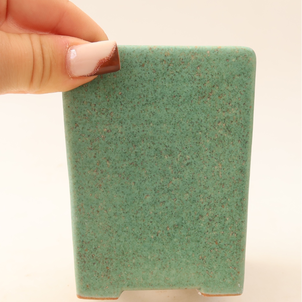 Vaso da bonsai in ceramica 7,5 x 7,5 x 10 cm, colore verde