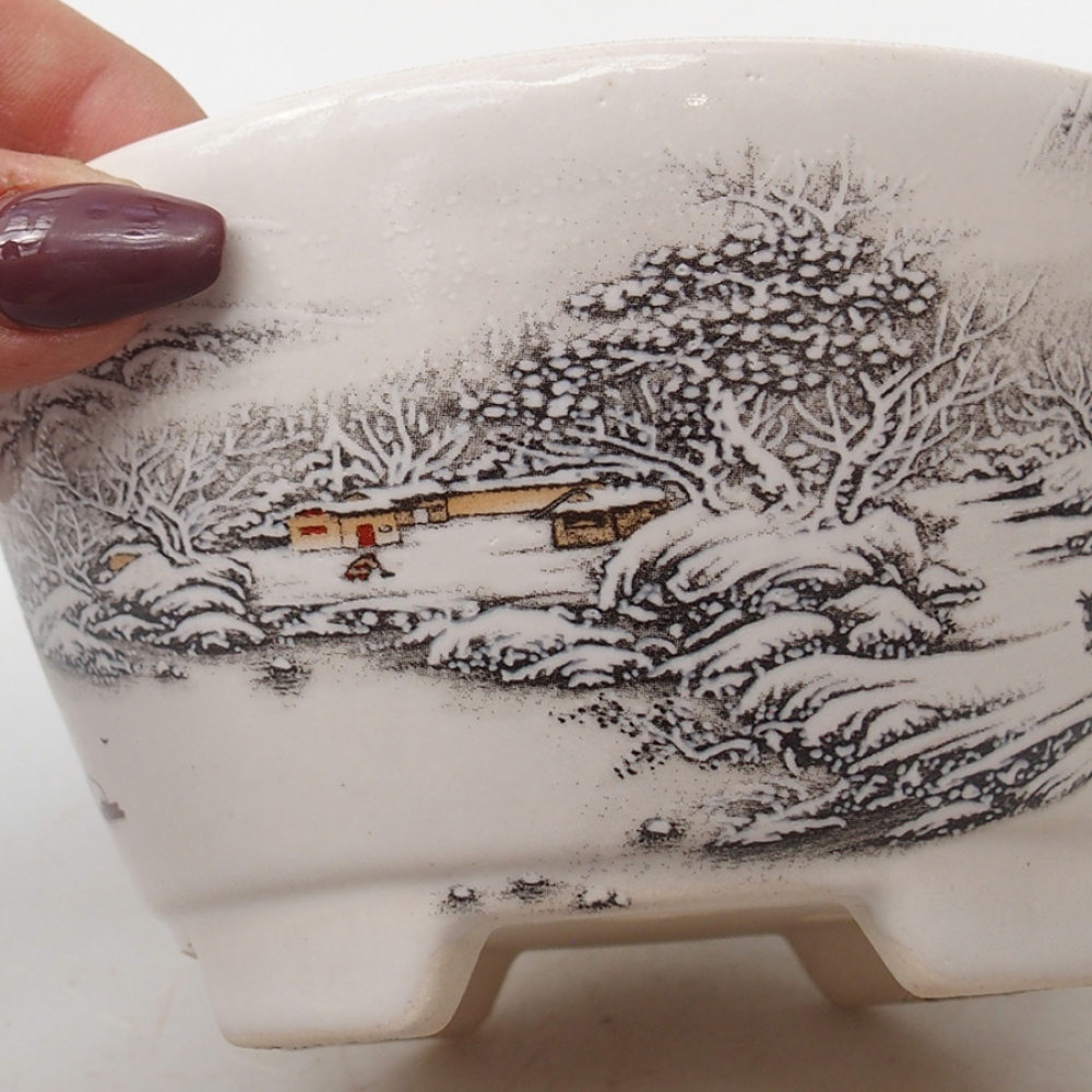 Ciotola per bonsai in ceramica 12 x 12 x 6,5 cm, colore bianco