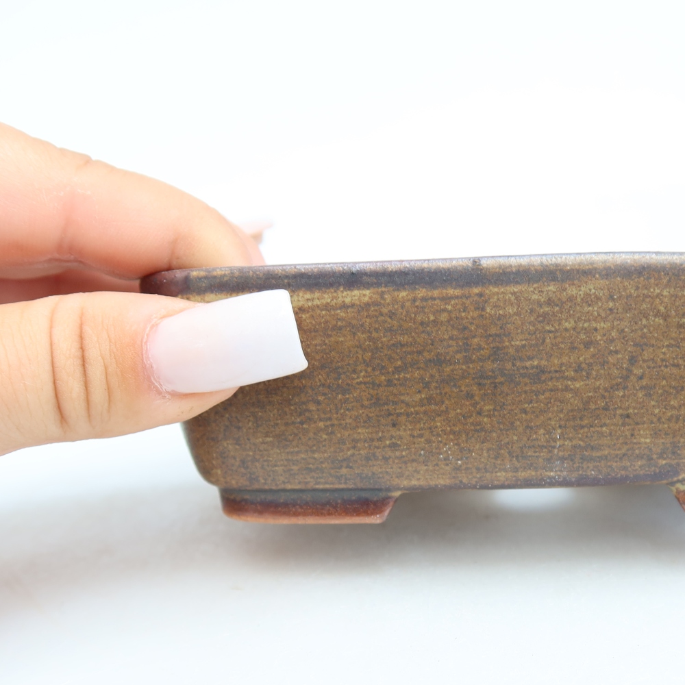 Vaso da bonsai in ceramica 12,5 x 9,5 x 4 cm, colore marrone