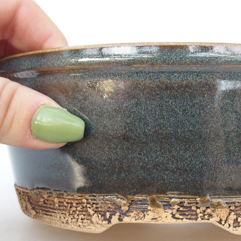 Ciotola bonsai in ceramica 16 x 16 x 6 cm, blu-grigio