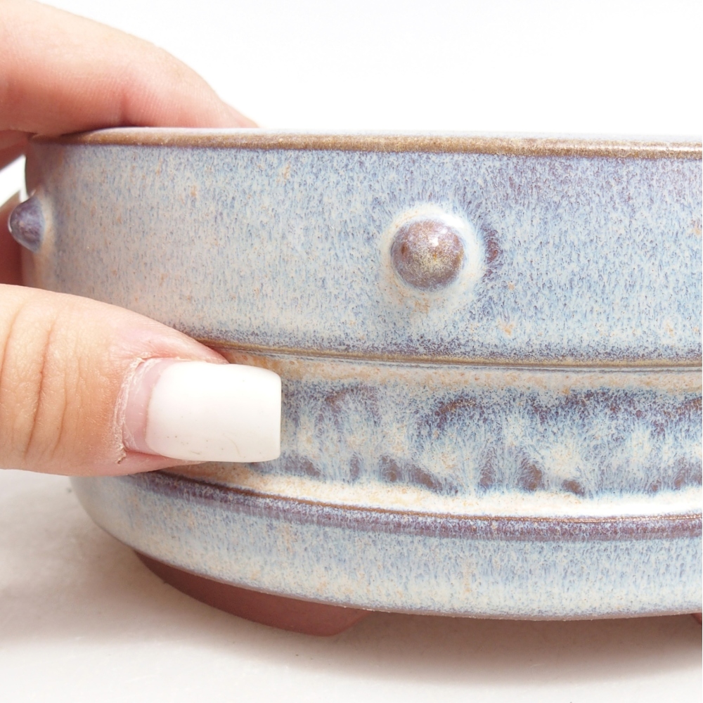 Ciotola per bonsai in ceramica 15,5 x 15,5 x 6,5 cm, colore blu