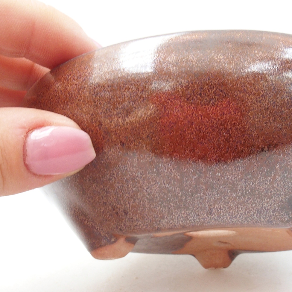 Ciotola per bonsai in ceramica 11 x 11 x 5 cm, marrone