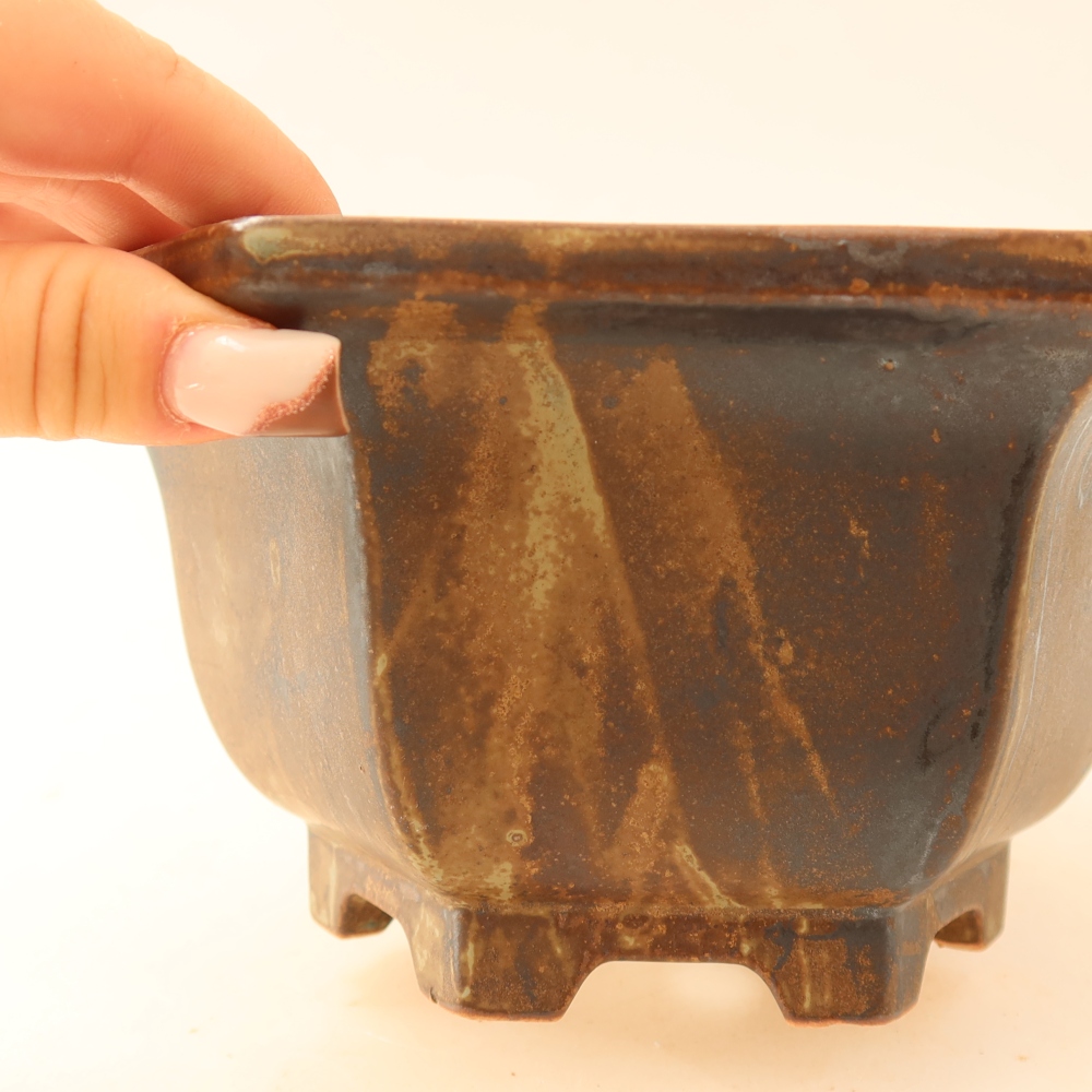Ciotola per bonsai in ceramica 18,5 x 16,5 x 9 cm, marrone
