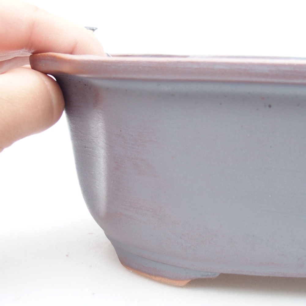 Ciotola bonsai in ceramica 22,5 x 17,5 x 7,5 cm, colore metallo