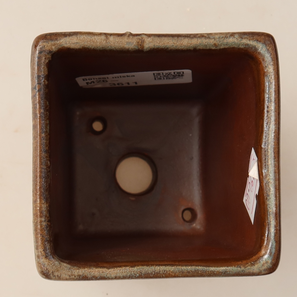 Vaso da bonsai in ceramica 7,5 x 7,5 x 10 cm, colore marrone