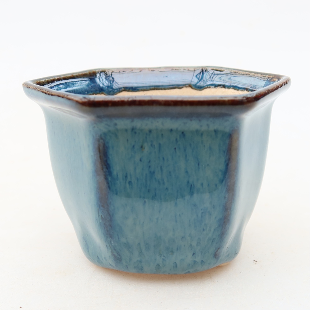 Vaso in ceramica per bonsai 7 x 6,5 x 5 cm, colore blu