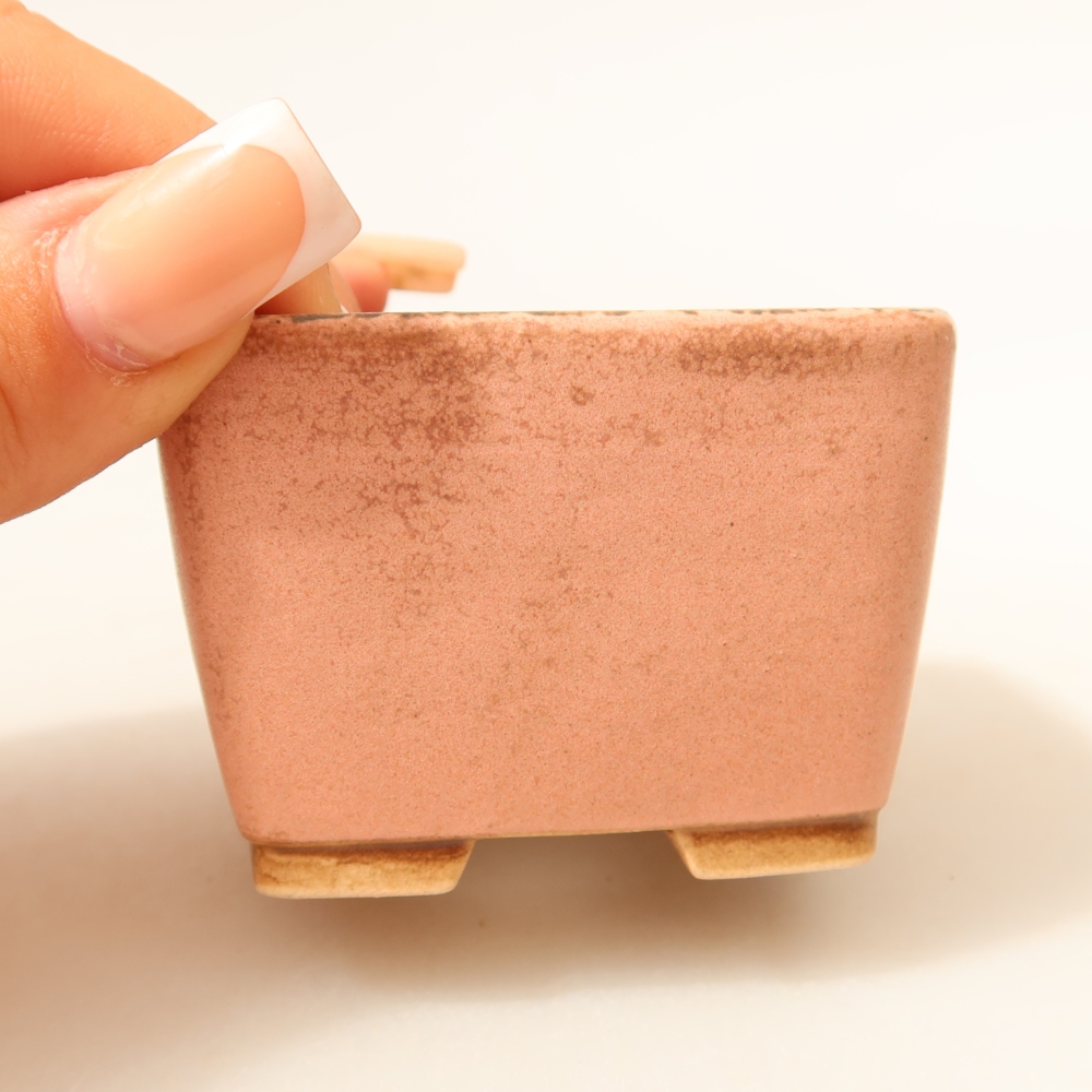 Vaso da bonsai in ceramica 6,5 x 6,5 x 4,5 cm, colore rosa