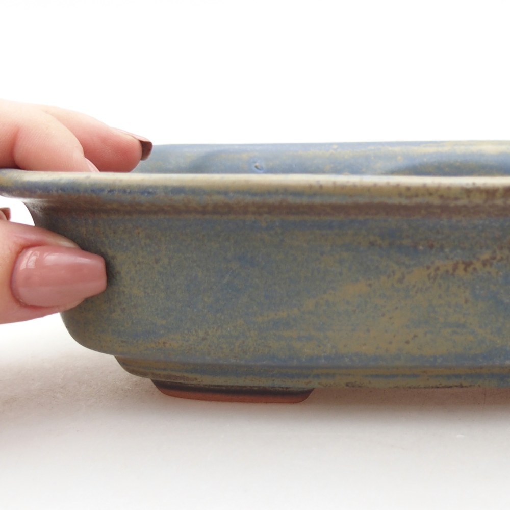 Ciotola bonsai in ceramica 18,5 x 13,5 x 5 cm, colore blu