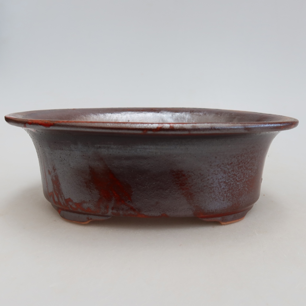 Vaso da bonsai in ceramica 19,5 x 15,5 x 6,5 cm, colore metallizzato