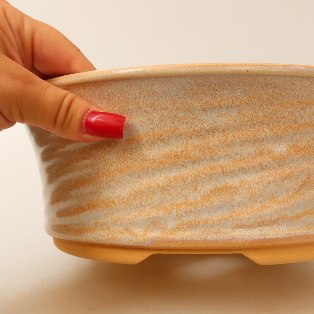 Vaso in ceramica per bonsai 26 x 26 x 9,5 cm, colore beige