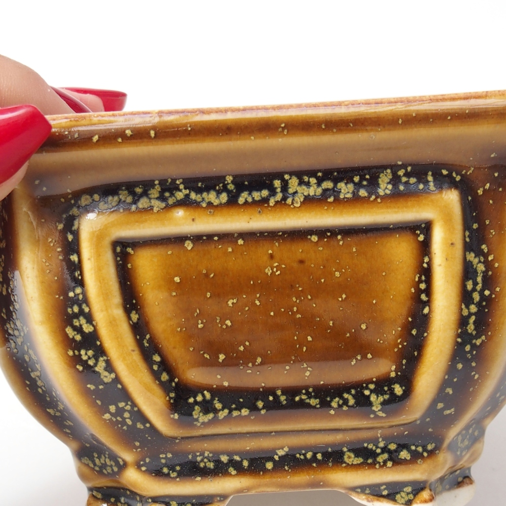 Ciotola bonsai in ceramica 11 x 11 x 7 cm, giallo