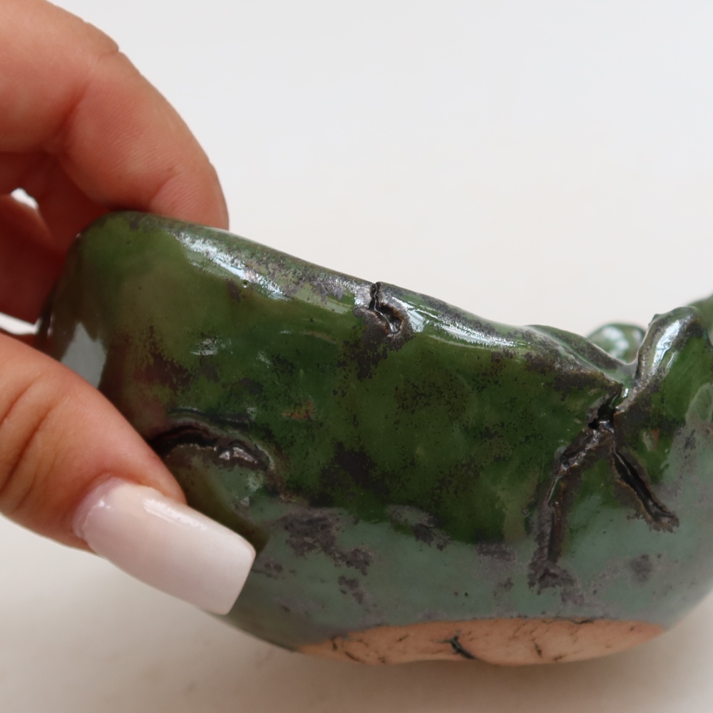 Guscio in ceramica  11,5 x 10,5 x 7 cm, colore verde