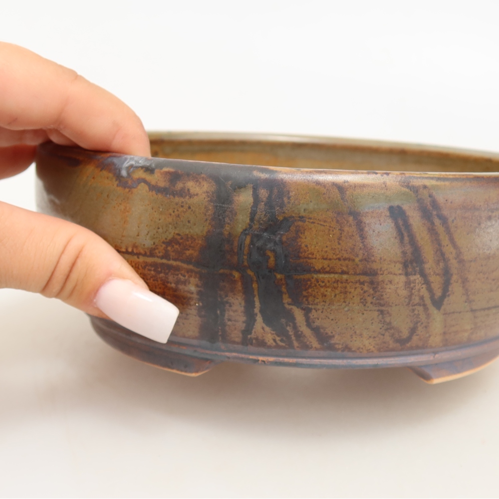Vaso da bonsai in ceramica 17 x 17 x 6 cm, colore marrone