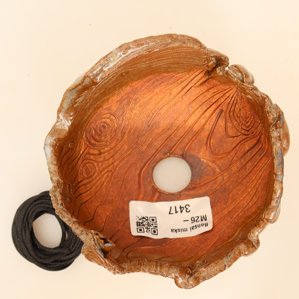 Contenitore in ceramica per Kokedama 10 x 10 x 7,5 cm, colore marrone