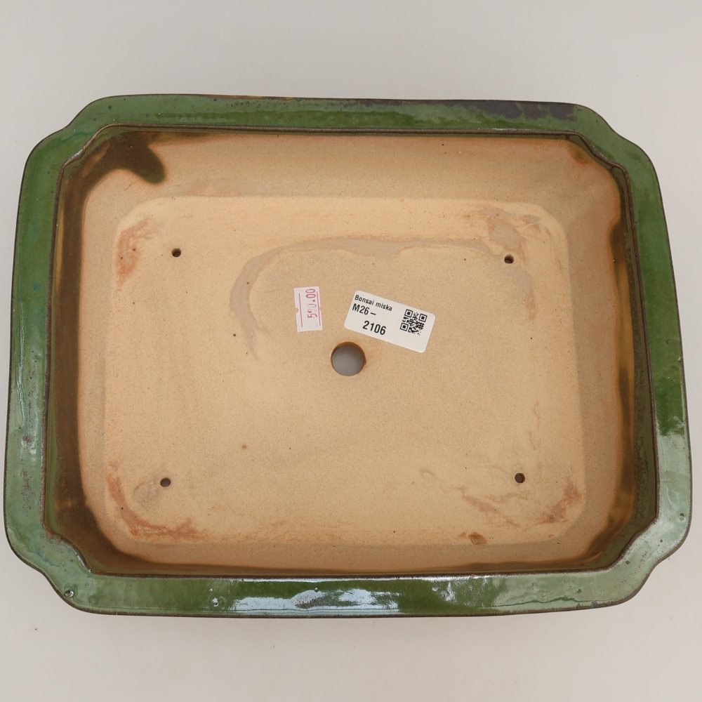 Ciotola per bonsai in ceramica 27,5 x 21,5 x 7 cm, verde