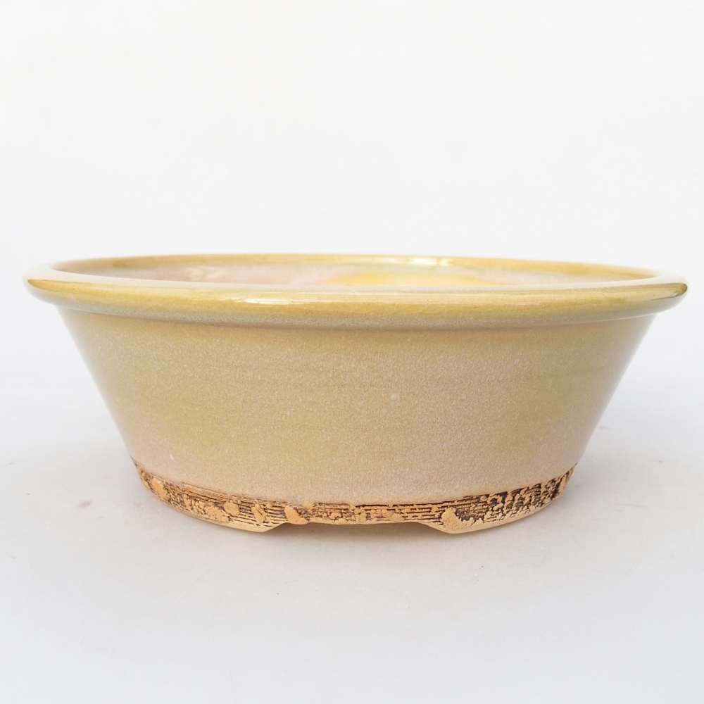 Ciotola bonsai in ceramica 20,5 x 20,5 x 7 cm, giallo-verde