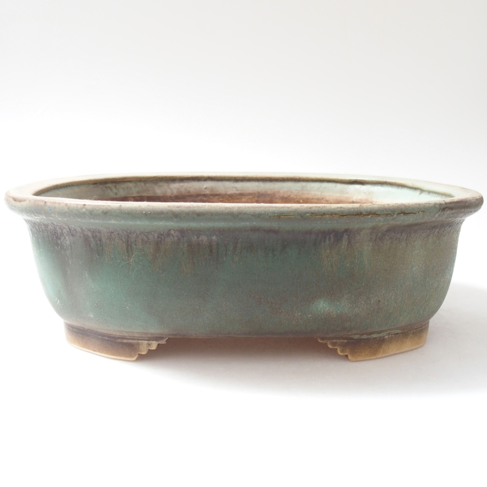 Ciotola per bonsai in ceramica 25 x 21 x 8 cm, verde