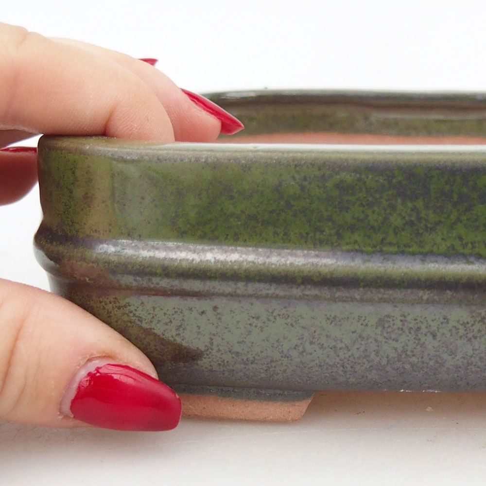 Ciotola bonsai in ceramica 14,5 x 12,5 x 4,5 cm, verde