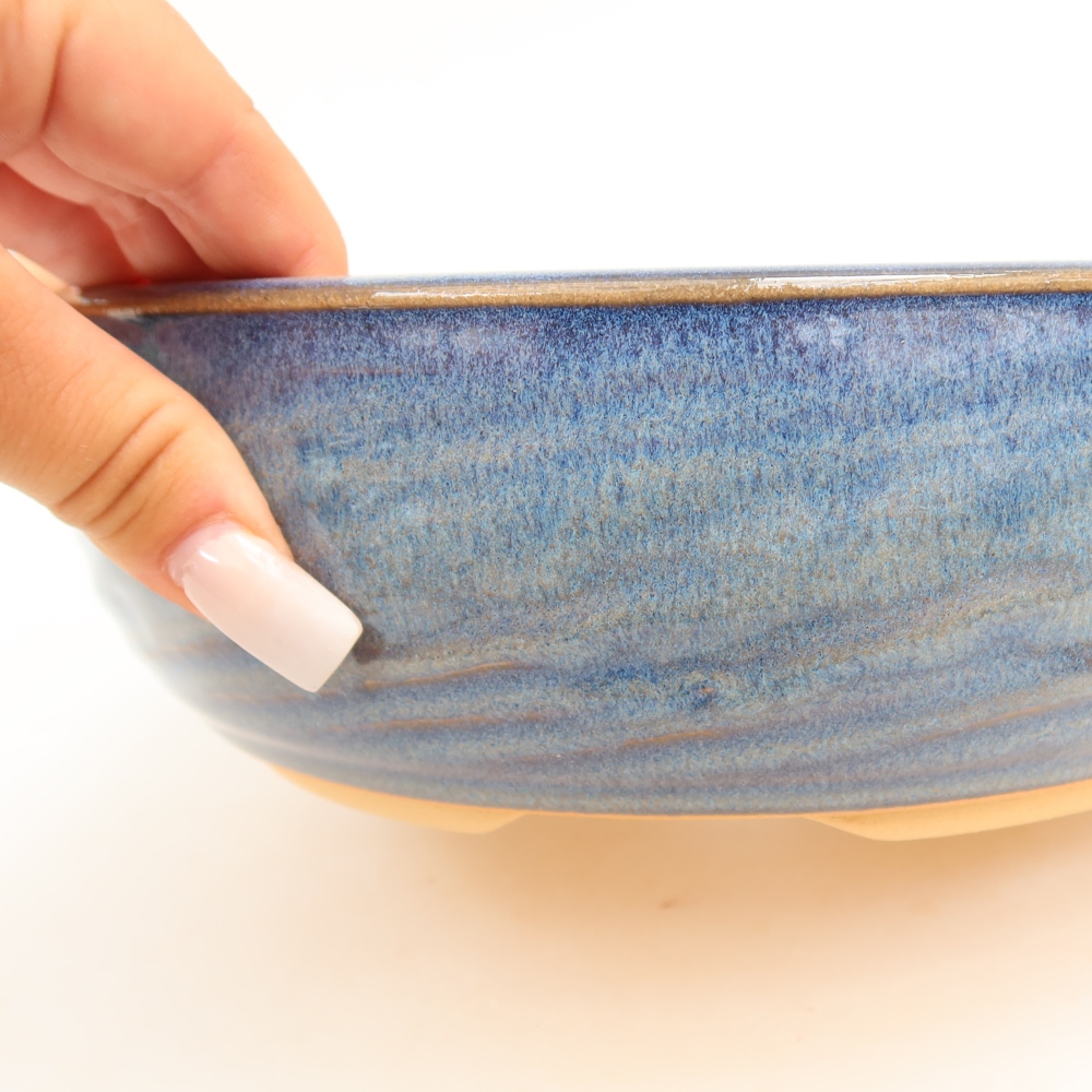 Vaso da bonsai in ceramica 21,5 x 21,5 x 7 cm, colore blu