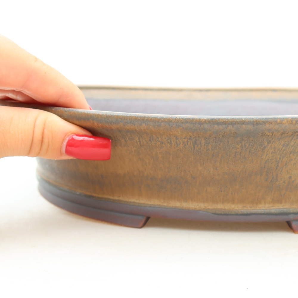 Vaso in ceramica per bonsai 27 x 24,5 x 6 cm, colore marrone