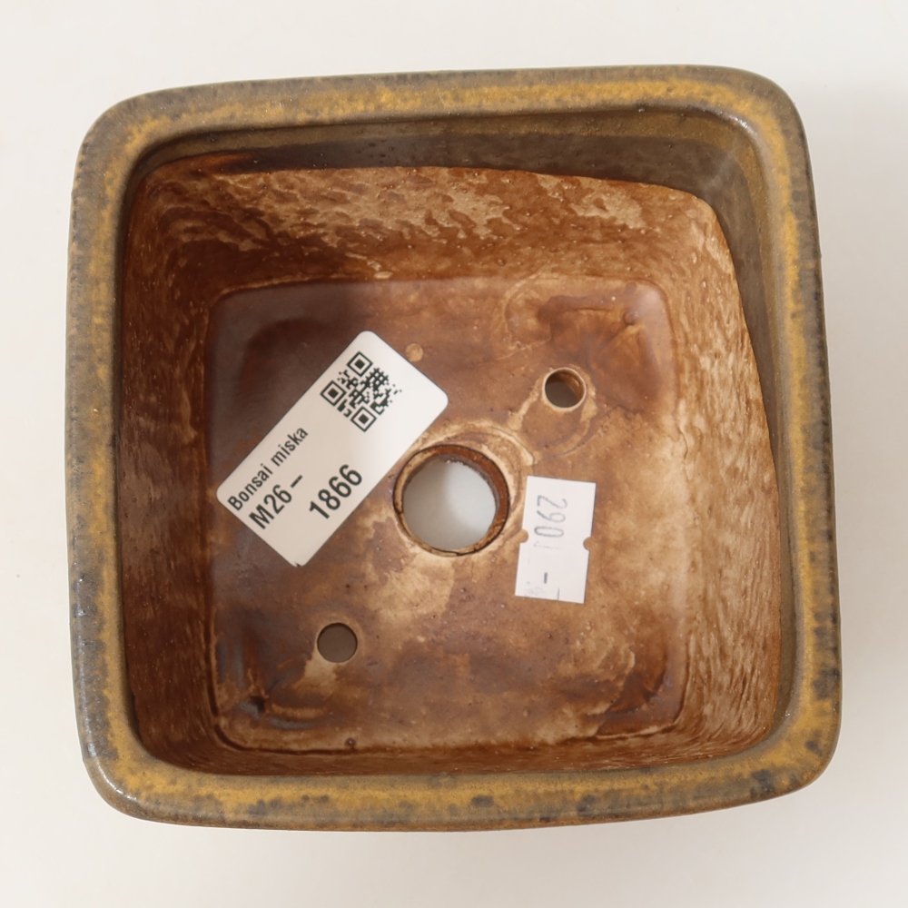 Vaso da bonsai in ceramica 10,5 x 10,5 x 7 cm, colore marrone