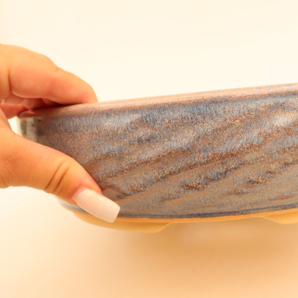 Vaso per bonsai in ceramica 27 x 27 x 6,5 cm, colore blu